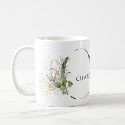 Custom Gold Botanical Eucalyptus Monogram C Coffee Mug