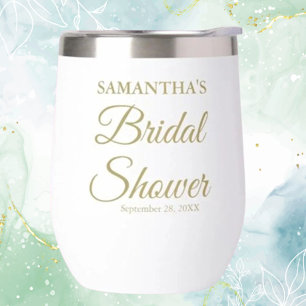 Custom GOLD Bridal Shower Wedding Thermal Wine Tumbler