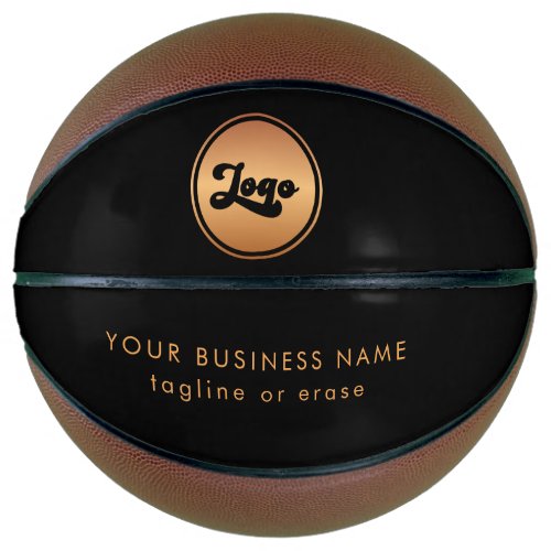Custom Gold Business Logo Company Branded Black Basketball