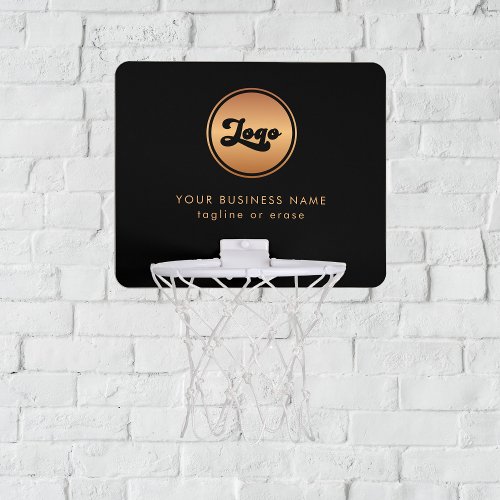 Custom Gold Business Logo Company Branded Black Mini Basketball Hoop