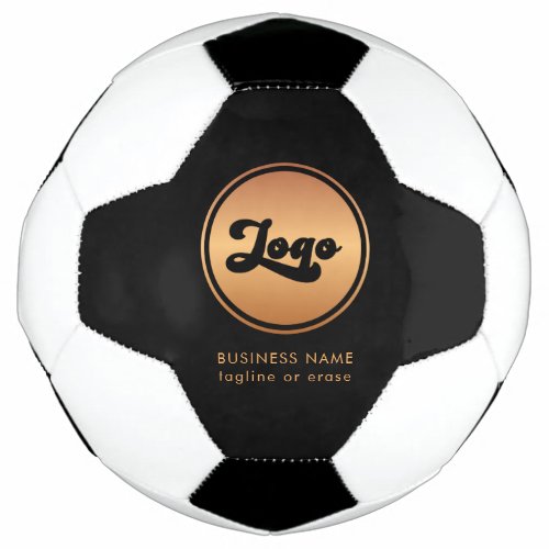 Custom Gold Business Logo Company Branded Black Soccer Ball