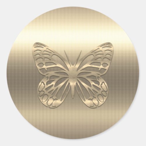Custom Gold Butterfly Animals Classic Round Sticker