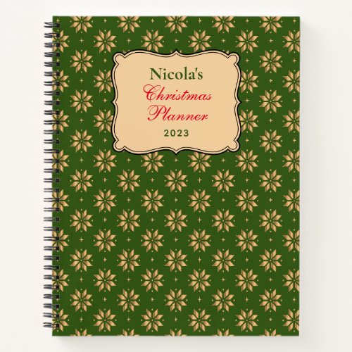 Custom Gold Christmas Poinsettia Notebook