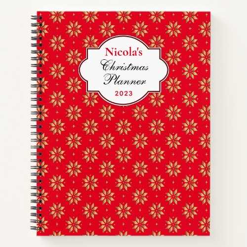 Custom Gold Christmas Poinsettia Notebook