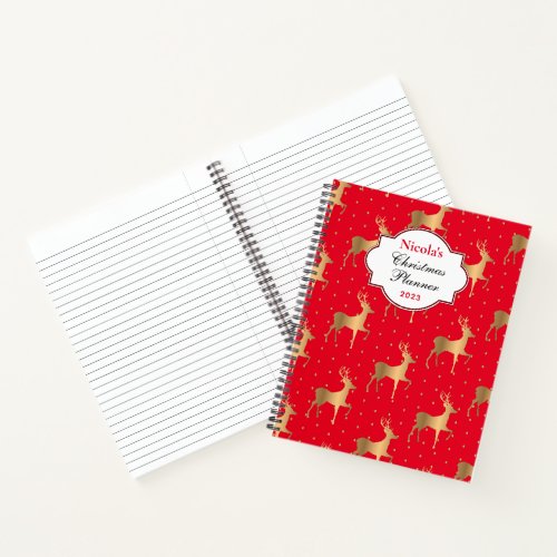 Custom Gold Christmas Reindeer Notebook