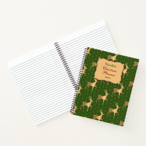 Custom Gold Christmas Reindeer Notebook