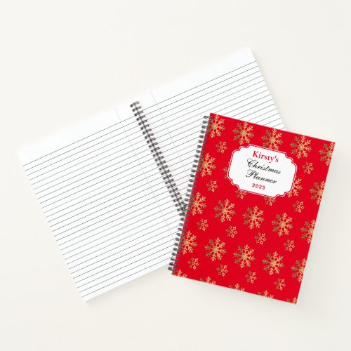 Custom Gold Christmas Snowflakes Notebook