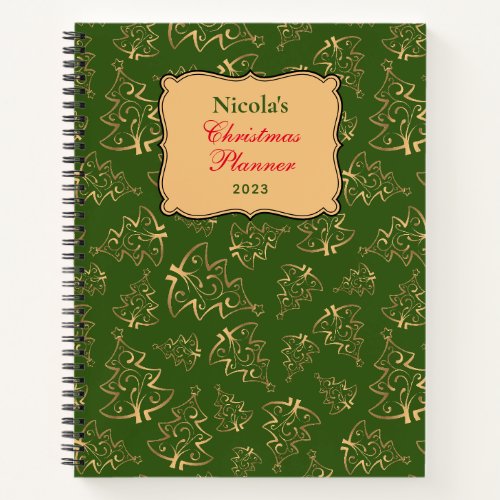 Custom Gold Christmas Tree Notebook