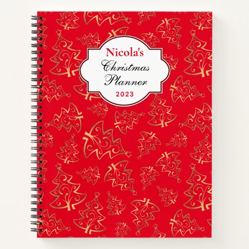 Custom Gold Christmas Trees Notebook