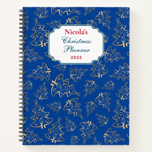 Custom Gold Christmas Trees Notebook