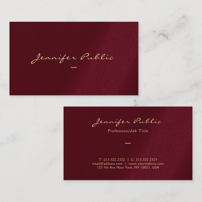 Custom Gold Color Script Luxury Premium Thick Business Card (Front/Back)