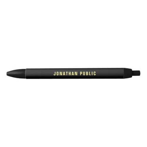 Custom Gold Color Text Minimalist Simple Black Black Ink Pen