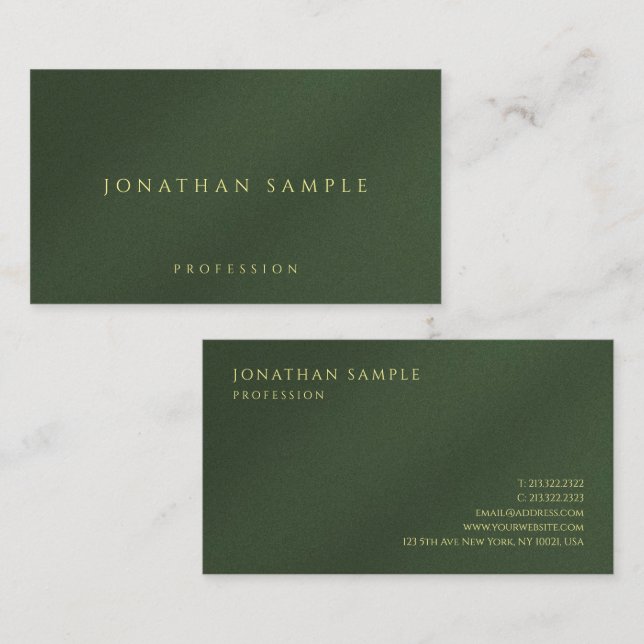 Custom Gold Color Text Signature Matte Luxury Business Card (Front/Back)