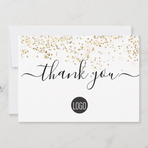Custom Gold confetti simple business customer  Thank You Card