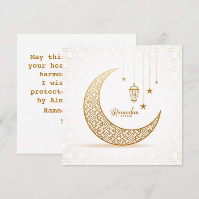 custom Gold Crescent moon Ramadan kareem  Holiday Card (Front/Back)