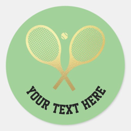 Custom Gold Elegant Chic Classic Tennis Racquets  Classic Round Sticker