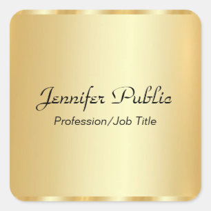 Custom Gold Elegant Script Glamorous Template Square Sticker