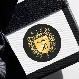 Custom Gold Emblem Classic Round Sticker