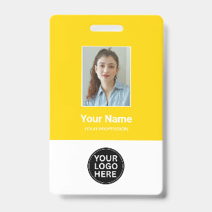Custom Gold Employee Photo ID Logo Name Badge