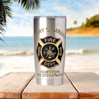 Custom Gold Fire Department Firefighter Badge Insulated Tumbler