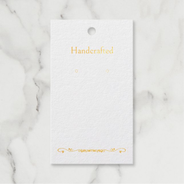 Custom Gold Floral Spray Earring Display Cards Foil Gift Tags (Front)