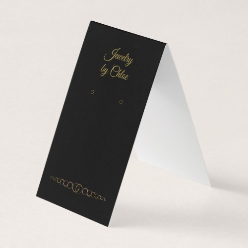 Custom Gold Flourish Black Earring Display Cards