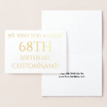 [ Thumbnail: Custom Gold Foil 68th Birthday Greeting Card ]