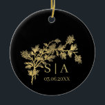Custom Gold Foil Luxury Botanical Monogram Modern Ceramic Ornament<br><div class="desc">Custom Gold Foil Luxury Botanical Monogram Modern</div>