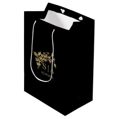 Custom Gold Foil Luxury Botanical Monogram Modern Medium Gift Bag