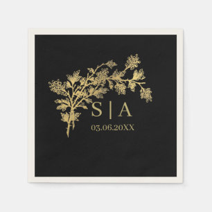 Custom Gold Foil Luxury Botanical Monogram Modern Napkins