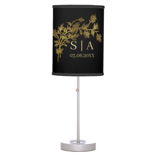 Custom Gold Foil Luxury Botanical Monogram Modern Table Lamp