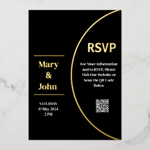 Custom Gold Foil Modern Black and White Wedding Foil Invitation