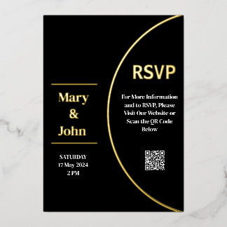 Custom Gold Foil Modern Black and White Wedding Invitation