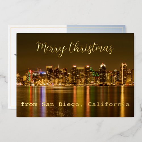 Custom Gold Foil San Diego Christmas Card