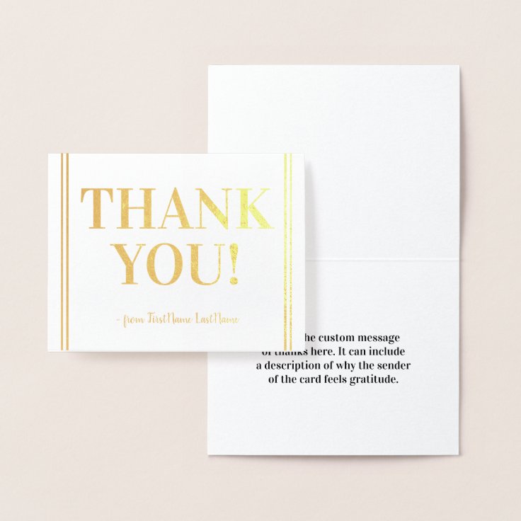 Custom Gold Foil "THANK YOU!" Card Zazzle