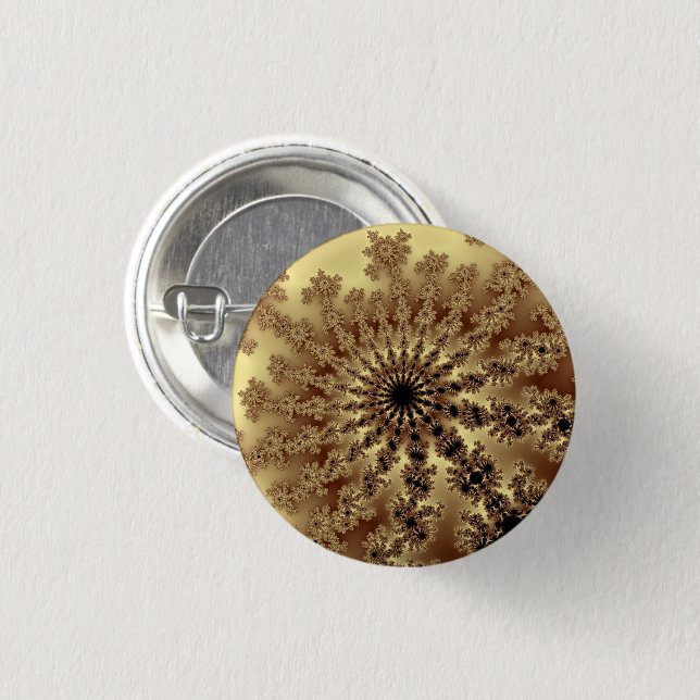 Custom Gold Fractal Burst Small Round Button (Front & Back)
