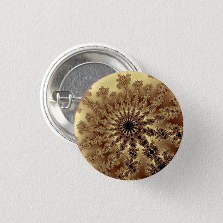 Custom Gold Fractal Burst Small Round Button