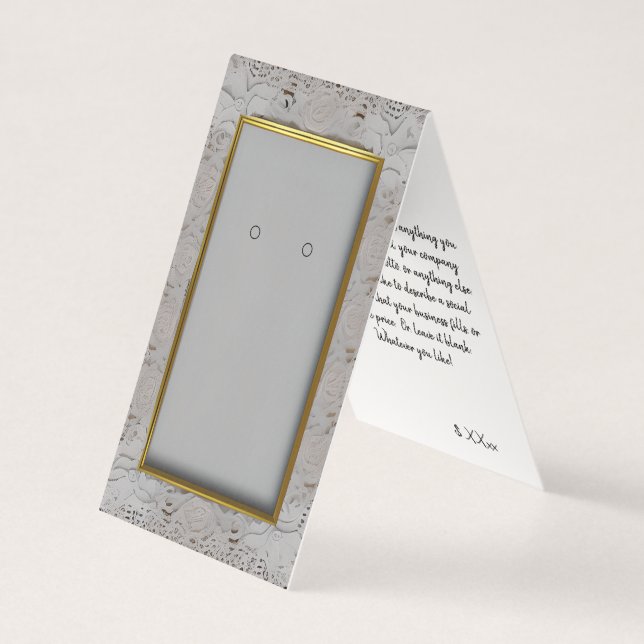 Custom Gold Frame Lace Self-Standing Earring Cards (Front)
