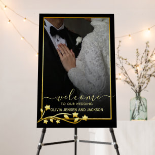 Custom Gold Frame Script Wedding Welcome Foam Board