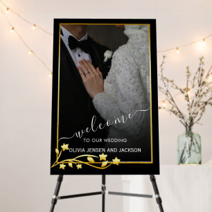 Custom Gold Frame Script Wedding Welcome Foam Board