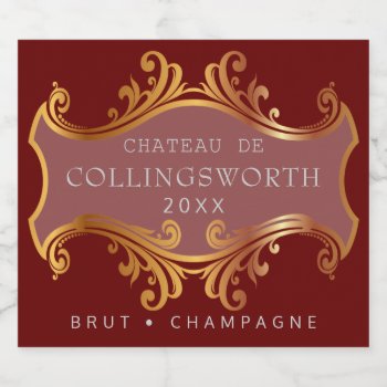Custom Gold Full Size  Sparkling Wine Label by hungaricanprincess at Zazzle