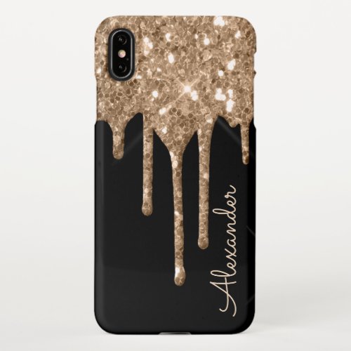 Custom Gold Glitter Black Script BUDGET iPhone XS Max Case