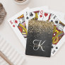 Custom Gold Glitter Black Sparkle Monogram Playing Cards