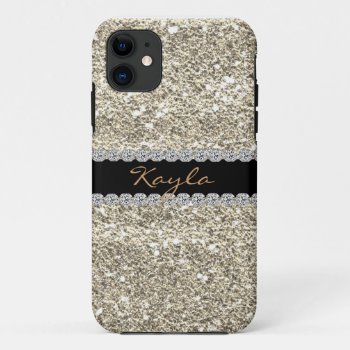 Custom Gold Glitter Bling I Phone 5 Iphone 11 Case by PersonalCustom at Zazzle