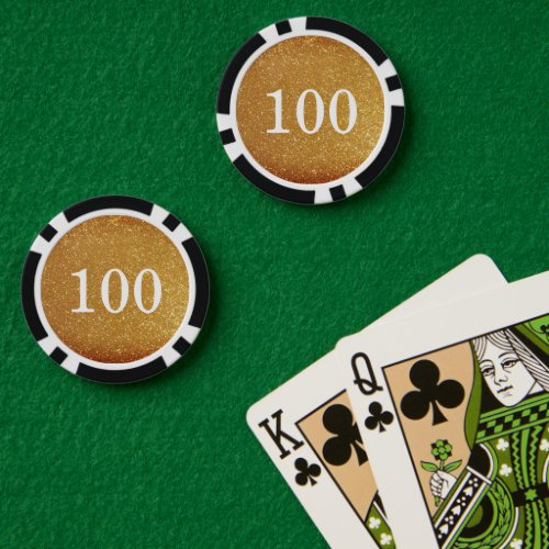 Custom gold glitter design casino poker chips
