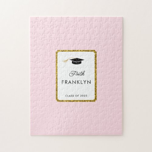 Custom Gold Glitter Graduation Puzzle Guest Book