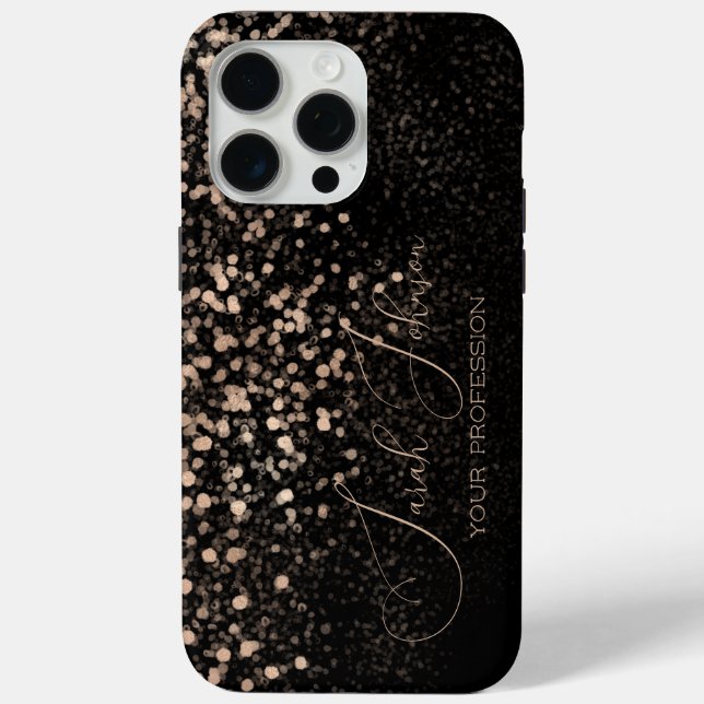 Custom Gold Glitter Midnight Black Case-Mate iPhone Case (Back)