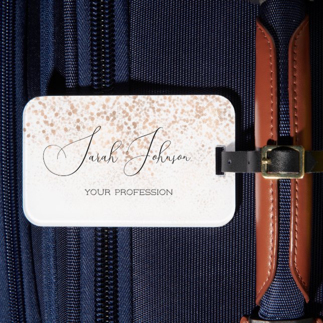 Custom Gold Glitter Name/Luggage Tag (Front Insitu 4)