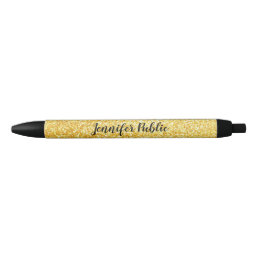 Custom Gold Glitter Template Calligraphed Script Black Ink Pen