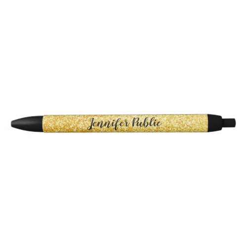 Custom Gold Glitter Template Calligraphed Script Black Ink Pen